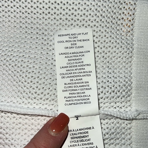 NWT MICHAEL Michael Kors Open Knit Crew Neck Long Sleeve Sweater White Size XL - Picture 9 of 9